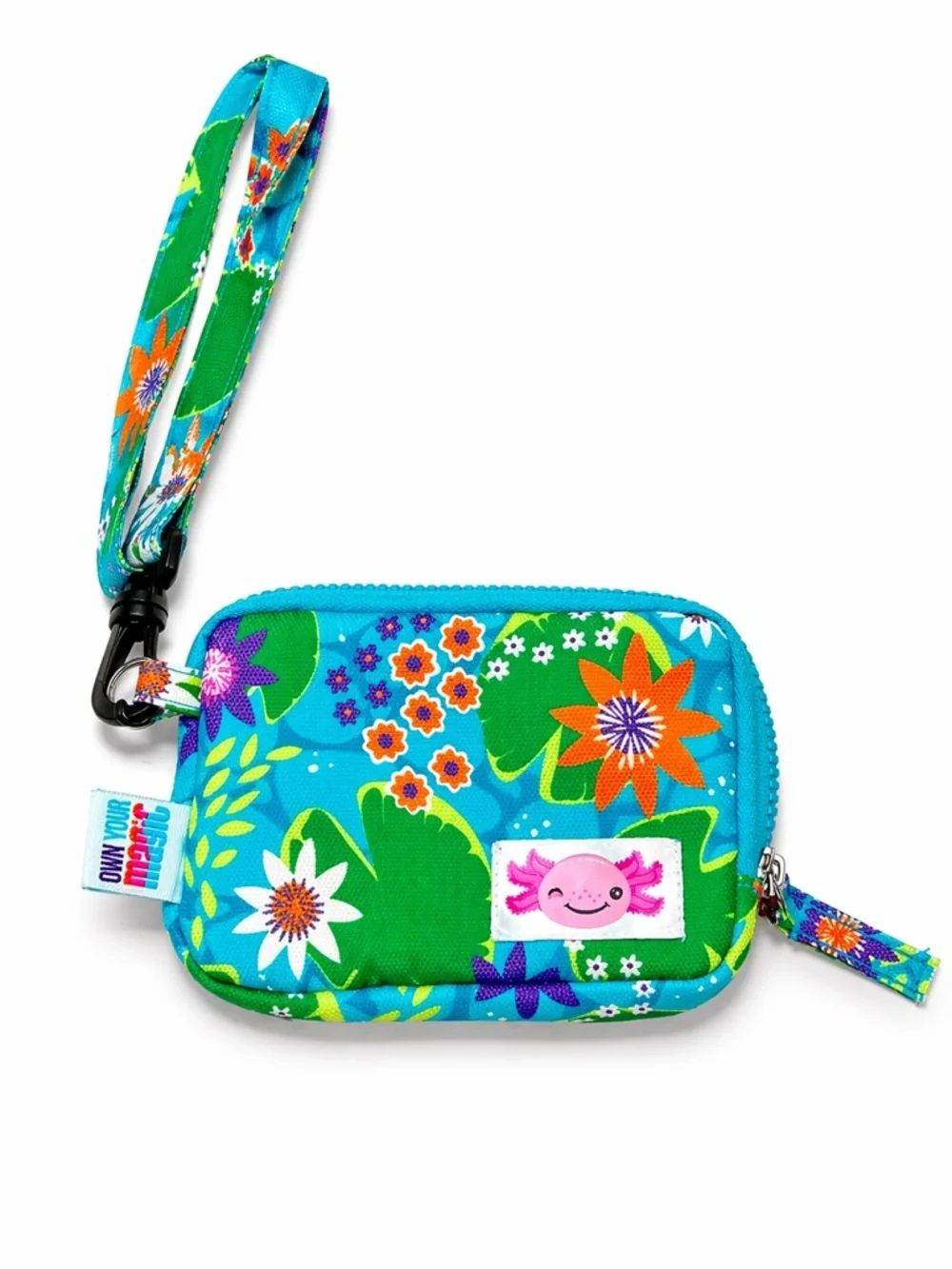 LITTLE BROWNIE BAKERS Axolotl Floral Zip Wallet Teal Wristlet Kids NWOT Gift